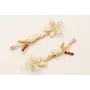 Pendientes flor esmaltada beige, cadena strass rec