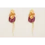 Pendientes perno trenza dorado mate, flor lentejue