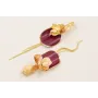 Pendientes perno trenza dorado mate, flor lentejue
