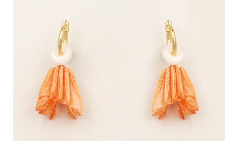 Pendientes aro cerrado con flor natural campanilla