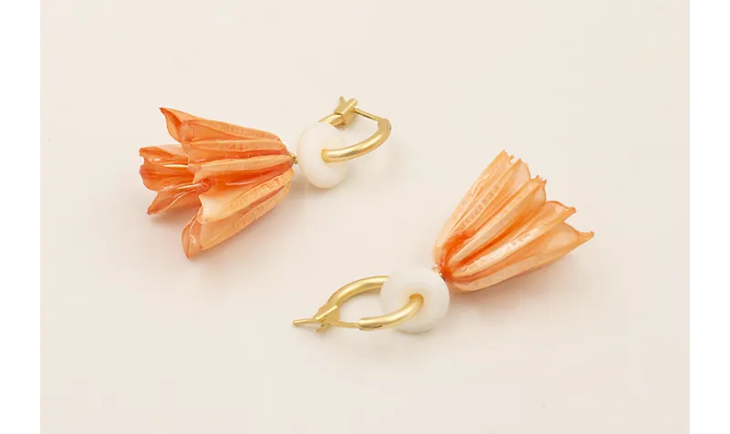Pendientes aro cerrado con flor natural campanilla