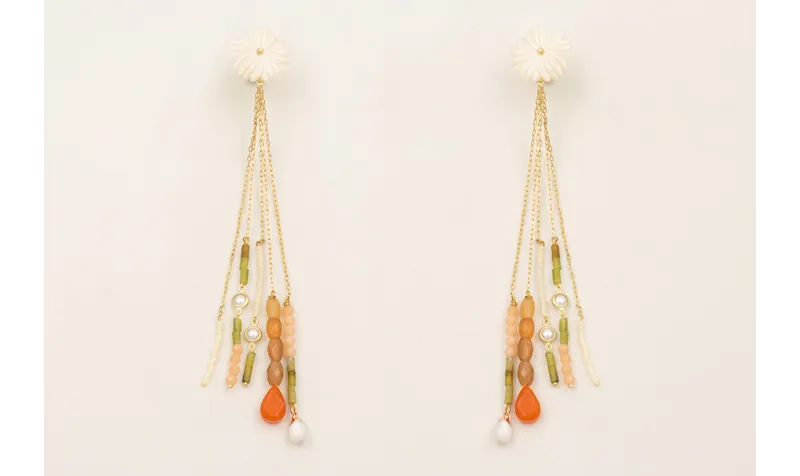 Pendientes fleco cadena eslabón pequeño dorado con