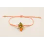 Pulsera hilo rosita con donut nacar, tubitos verde