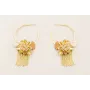 Pendientes aro labrado con colgante fleco, flor na