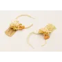 Pendientes aro labrado con colgante fleco, flor na