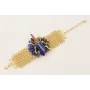 Pulsera escarabajo azul y marrón, gotas lapislazul