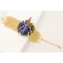 Pulsera escarabajo azul y marrón, gotas lapislazul