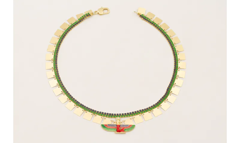 Collar cadena cuadrados dorados mate, cadenas stra