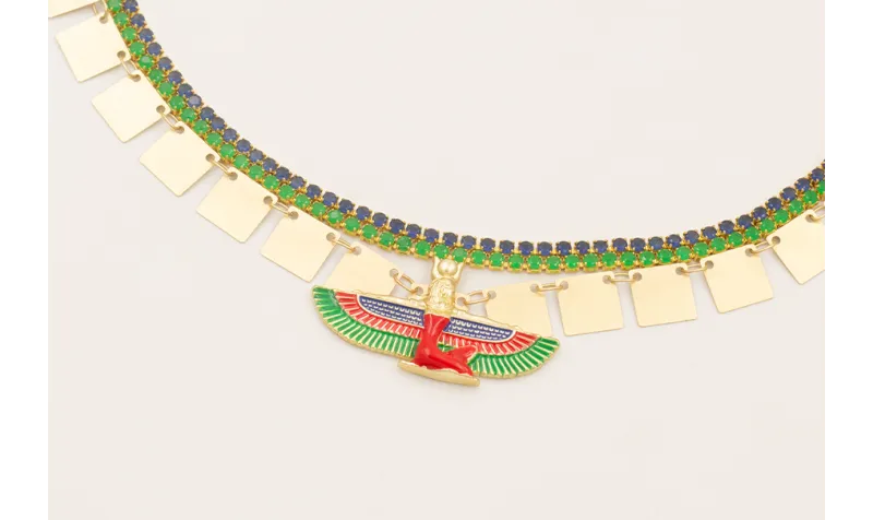 Collar cadena cuadrados dorados mate, cadenas stra