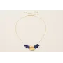 Collar cadena fina dorada con gotas lapislazuli y 