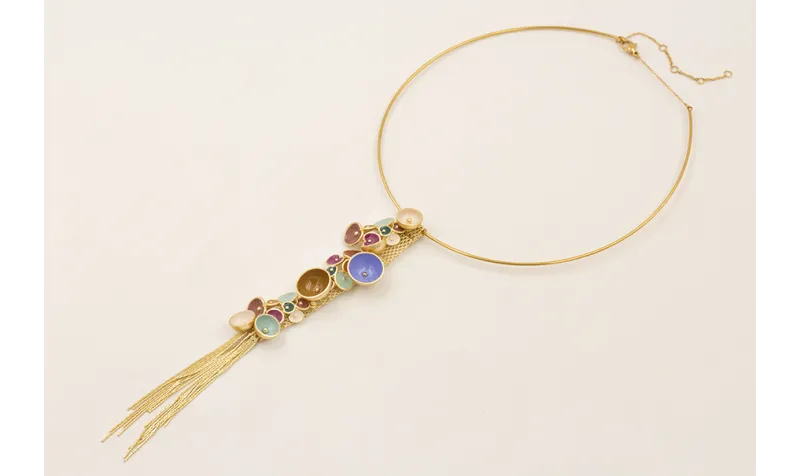 Collar rígido acero inoxidable con colgante semi b