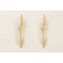 Pendientes hojas bicolor oro mate y beige con semi
