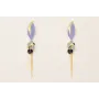 Pendientes hoja bicolor oro mate y azul con colgan