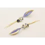 Pendientes hoja bicolor oro mate y azul con colgan