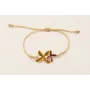 Pulsera flores esmlatadas mostaza y cardenal con h