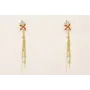 Pendientes perno doble flor esmaltada turquesa y t
