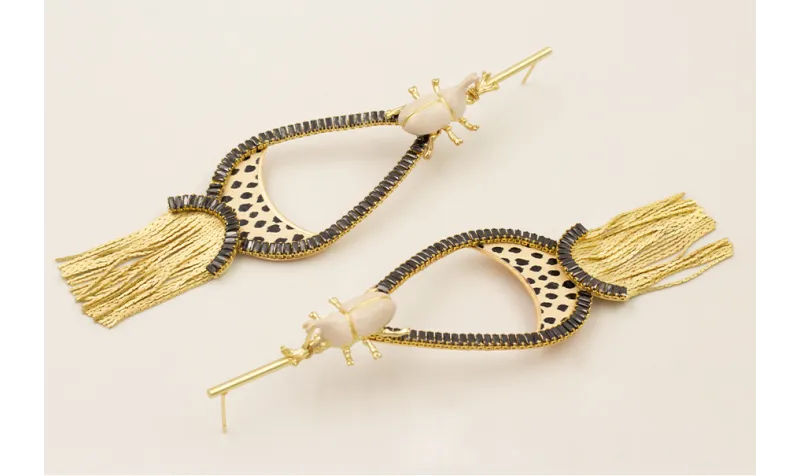 Pendientes colgante lagrima piel tigre, caden stra