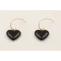 Pendientes corazón esmalte negro con gancho secill