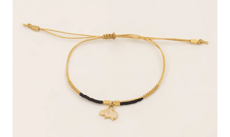 Pulsera hilo dorado con nudo serpiente, miyuki neg