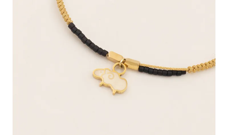 Pulsera hilo dorado con nudo serpiente, miyuki neg