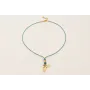 Collar cordón hilo dorado color turquesa con colga