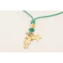 Collar cordón hilo dorado color turquesa con colga
