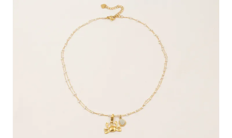 Collar cadena doble ACERO INOXIDABLE con perlitas 