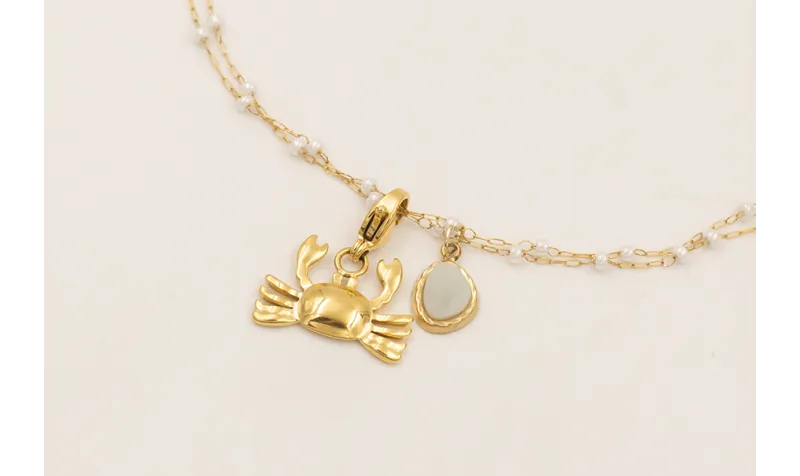 Collar cadena doble ACERO INOXIDABLE con perlitas 