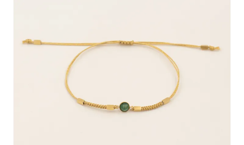 Pulsera hilo macramé metálico dorado con nudo serp