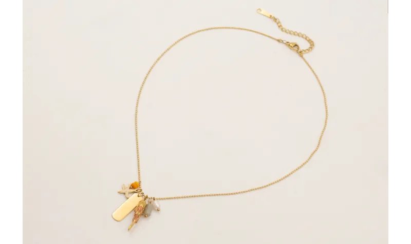 Collar cadena bolitas ACERO INOXIDABLE con colgant