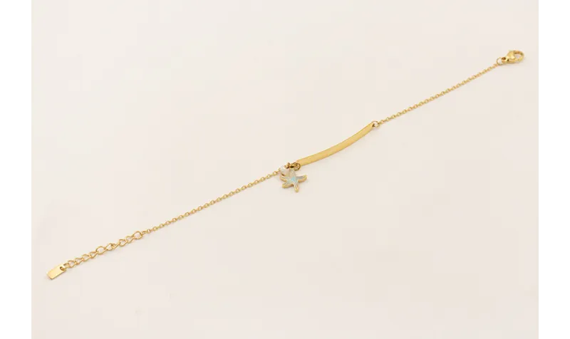 Pulsera ACERO INOXIDABLE chapita alargada con colg