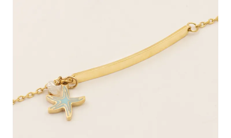 Pulsera ACERO INOXIDABLE chapita alargada con colg