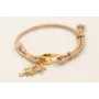 Pulsera cordón hilo dorado color beige con cierre 