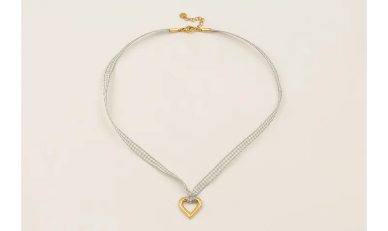 Collar ACERO INOXIDABLE lazo vichy cuadros grises 