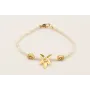 Pulsera mini perlas naturales con hoja 5 pétalos y
