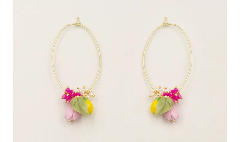 Pendientes aro ovalado dorado mate con burruños de