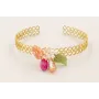 Pulsera rigida labrada dorada mate con burruño per
