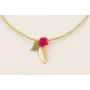 Collar cordón magnetico dorado con hoja y flor de 