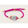 Pulsera cordón preparado para pulsera fucsia, flor
