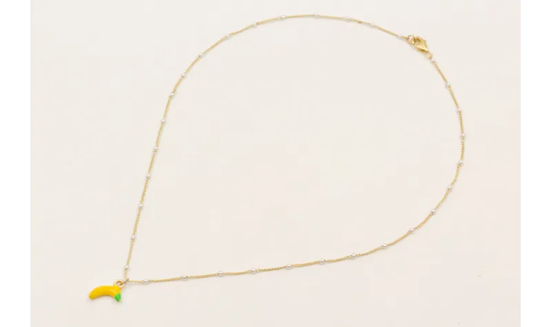 Solitario cadena perlas intercaladas con colgante 