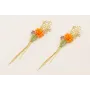 Pendientes estrellas coral dorado mate con flores,