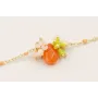 Pulsera cadena esmaltes ocre con gota naranja,burr