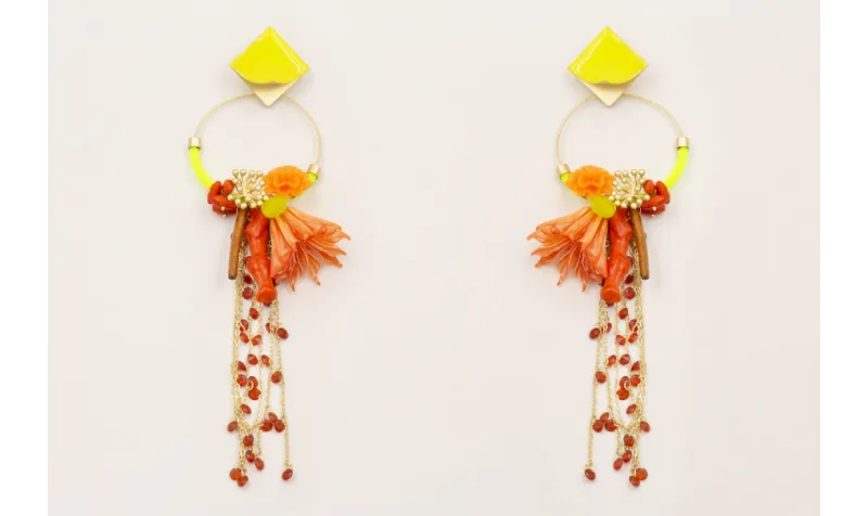 Pendientes cuadrado levantado esmalte lima, aro fo