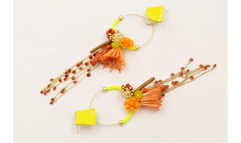 Pendientes cuadrado levantado esmalte lima, aro fo