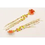 Pendientes flor esmaltada naranja con semipreciosa