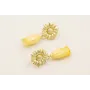 Pendientes perno girasol dorado mate con colgante 