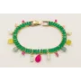 Pulsera strass rectangular color verde con colgant