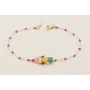 Pulsera cadena facetadas color frambuesa con centr