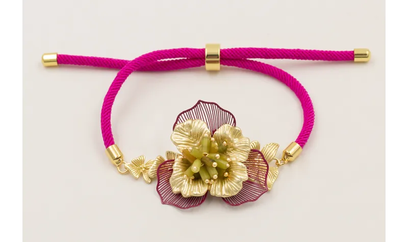 Pulsera cordón preparado para pulsera fucsia con c