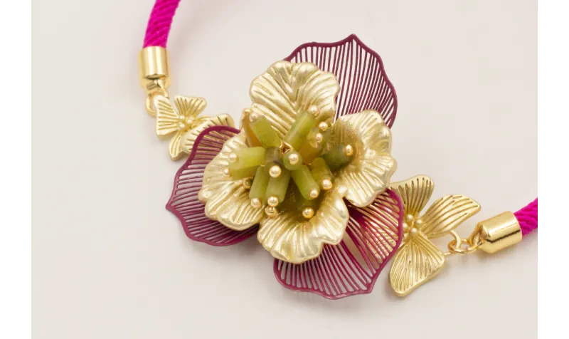 Pulsera cordón preparado para pulsera fucsia con c